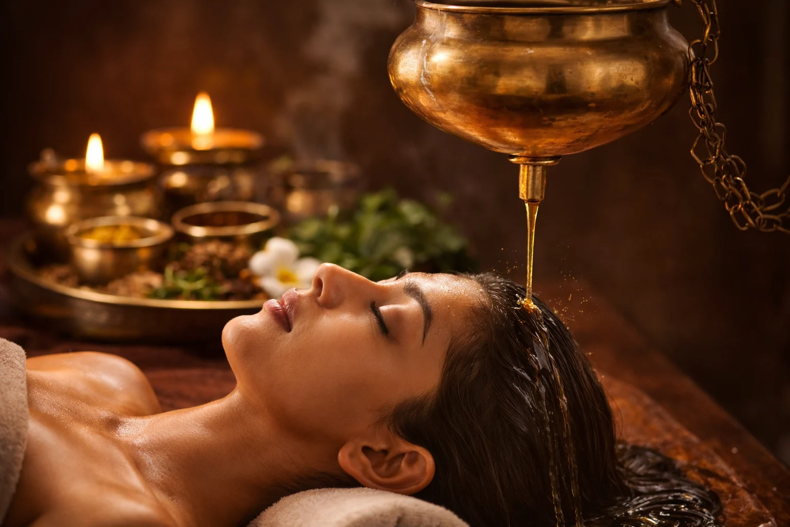 Shirodhara Ayurvedic therapy in Sharjah